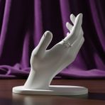 UltraMint 3D Baskı Yüzük ve Bilezik Sergileme El Manken Standı, Dekoratif Takı Vitrini - Ahşap - Bej - Siyah