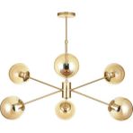 UltraMint Altı Lü Bal Camlı Modern Salon Oturma Odası Avizesi, Gold Kaplama - Seçenek 1 - Altın