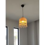 UltraMint Bambu Rattan Sarkıt Avize, Çam Kabuğu Renk, Modern ve Şık Aydınlatma - Seçenek 1 - Ahşap - Bej