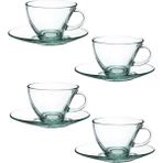 UltraMint Cam 4'lü Aware 230CC Asimetrik Penguen Çay Nescafe Fincan Takımı - Seçenek 1 - Beyaz
