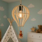 UltraMint Çocuk ve Genç Odası Için Doğal Ahşap Mdf 3D Uçan Balon Avize - Seçenek 1 - Ahşap - Bej