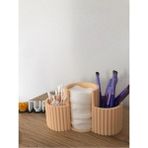 UltraMint Çok Bölmeli 3D Baskı Banyo ve Makyaj Organizeri, Şık ve Pratik Design - Ahşap - Bej