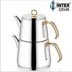 UltraMint Dayanıklı Çelik Çaydanlık Takımı Aile Boyu Gold - Altın - Seçenek 1