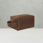 UltraMint El Yapımı Hakiki Deri Erkek Çantası, Vintage Stilde Bakım Dopp Kit - Ahşap - Ceviz