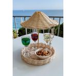 UltraMint El Yapımı Rattan Bali Şemsiye Sunumluk ve Dekoratif Hasır Tepsi - Ahşap - Bej - Seçenek 1