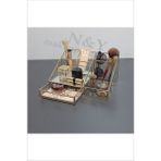 UltraMint Küçük Çekmeceli Metal Makyaj Organizer, Soft Gold, 28 cm - Altın