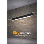 UltraMint Lineer LED Avize 80CM Siyah Kasa Beyaz Işık Salon ve Mutfak Dekoru - Seçenek 1 - Ahşap - Bej - Siyah