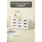 UltraMint Lini 3'lü Mini Organizer Seti, Çekmeceli Düzenleyici, Takı ve Aksesuar Kutusu - Ahşap - Bej - Siyah