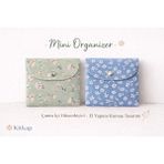 UltraMint Mavi ve Yeşil Çiçekli Mini Organizer ve Çanta Içi Düzenleyici Set - Ahşap - Ceviz