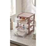 UltraMint Mini Organizer Kutusu, 3 Çekmeceli, Pembe, Makyaj ve Takı Düzenleyici - Ahşap - Bej