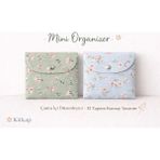 UltraMint Mini Organizer ve Çanta Ikili Seti, Mavi ve Yeşil Çiçek Desenli - Ahşap - Ceviz