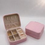 UltraMint Mini Pembe Takı Organizer, Seyahat Için Bölmeli Saklama Kutusu - Ahşap - Bej