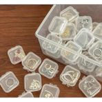 UltraMint Mini Şeffaf Takı Saklama Kutusu 3,5cm x 3,5cm, 5'li Set - Ahşap