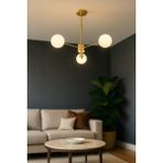UltraMint Modern 3'lü Beyaz Camlı Oturma Odası Sarkıt Avize, Gold Kaplama - Seçenek 1 - Altın