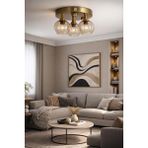 UltraMint Modern 3'lü Camlı Gold Avize, Şık ve Zarif Aydınlatma Seçeneği - Seçenek 1 - Altın