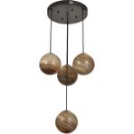UltraMint Modern 4'lü Galaksi Toprak Desenli Camlı Sarkıt Avize Siyah Kasa - Seçenek 1 - Ahşap - Ceviz