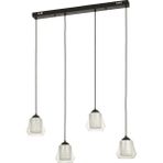 UltraMint Modern 4’lü Yemek Masası Üstü Şeffaf+Beyaz Çift Camlı Sarkıt Avize Siyah Kasa - Seçenek 1 - Ahşap