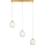 UltraMint Modern Beyaz Camlı 3'lü Yemek Masası Üstü Sarkıt Avize (Gold Kaplama) - Seçenek 1 - Altın