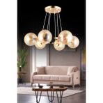 UltraMint Modern Camlı Gold Halka Bal Avize, Şık ve Işıltılı Tasarım - Seçenek 1 - Altın
