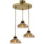 UltraMint Modern Füme Camlı Üçlü Gold Sarkıt Avize, Şık ve Şık Tasarım - Seçenek 1 - Altın