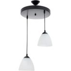UltraMint Modern Ikili Opal Cam Sarkıt Avize, 30 cm Genişlik, Şık ve Zarif Tasarım - Seçenek 1 - Ahşap