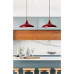 UltraMint Modern Kırmızı Metal Sarkıt Avize, 35CM, Salon ve Mutfak Için Şık Tasarım - Seçenek 1 - Ahşap
