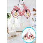 UltraMint Modern Pembe Scooter Motor Bisiklet Sarkıt Avize, Genç ve Çocuk Odası Dekoru - Seçenek 1 - Ahşap - Bej