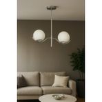 UltraMint Modern Ranya 2'li Beyaz Camlı Oturma Odası Avizesi, Krom Kaplama - Seçenek 1 - Antrasit