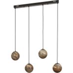 UltraMint Modern Siyah Çerçeveli 4’lü Cam Yemek Masası Üstü Avize - Seçenek 1 - Ahşap - Ceviz