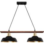 UltraMint Modern Siyah ve Gold Tonlarında Şık Ikili Avize Işıltısı - Seçenek 1 - Ahşap