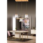 UltraMint Parlak Kristal Taşlı 3'lü Avize, Şık ve Modern Tasarım, Gold Renk - Seçenek 1 - Altın