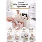 UltraMint Pratik Çekmeceli Mini Aksesuar Düzenleyici Organizer, Şık ve Kullanışlı - Ahşap - Bej - Siyah