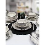 UltraMint Şık 24 Parça 6 Kişilik Desenli Siyah Yemek Takımı - Seçenek 1