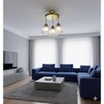 UltraMint Şık 3’lü Kristal Gold Avize, Modern ve Parlak Tasarım - Seçenek 1 - Altın