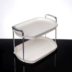 UltraMint Şık Akrilik 2 Katlı Makyaj ve Parfüm Organizeri 35X22X22CM - Altın - Gümüş - Bakır