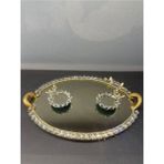 UltraMint Şık Dekoratif Kristal Cam Oval Sunum Tepsisi, Zarif Gold Detaylarla - Altın - Seçenek 1