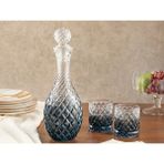 UltraMint Şık Lacivert Cam 3 Parça Karaf Seti, 1000 Ml, Modern Tasarım - Amber
