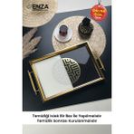 UltraMint Şık Mint Gold Cam Tepsi 48X29 Cm, Dekoratif ve Kullanışlı Tasarım - Altın - Seçenek 1