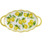 UltraMint Şık Oval Melamin Tepsi 48 Cm, Kulplu, Dayanıklı ve Hafif Tasarım - Açık Beyaz - Gri - Seçenek 1