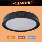 UltraMint Şık Siyah Çaplı 45W Sıva Üstü LED Panel Avize - Seçenek 1 - Ahşap - Bej - Siyah