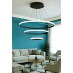 UltraMint Şık Siyah Kasa LED Avize, 3 Halkalı, Beyaz Işık, Salon ve Yatak Odası - Seçenek 1 - Ahşap