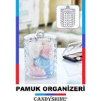 UltraMint Şık ve Modern Silindir Pamuk Organizer, Kozmetik ve Makyaj Düzenleyici - Ahşap - Bej - Siyah