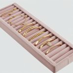 UltraMint Yerli Süet Kumaş Pembe Kelepçe ve Bileklik Sergileme Standı - Ahşap - Bej