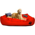 Ultrasoft Büyük Irk Köpek Yatağı Yıkanabilir Yüksek Kaliteli Kumaş Pati Işlemeli - Kırmızı - 80 x 100 cm