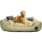 Ultrasoft Büyük Irk Köpek Yatağı Yıkanabilir Yüksek Kaliteli Kumaş Pati Işlemeli - Krem - 80 x 100 cm