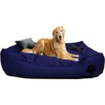 Ultrasoft Büyük Irk Köpek Yatağı Yıkanabilir Yüksek Kaliteli Kumaş Pati Işlemeli - Lacivert - 80 x 100 cm