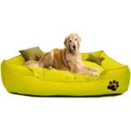 Ultrasoft Büyük Irk Köpek Yatağı Yıkanabilir Yüksek Kaliteli Kumaş Pati Işlemeli - Sarı - 80 x 100 cm