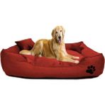 Ultrasoft Büyük Köpek Yatağı, Yıkanabilir, Yüksek Kaliteli Kumaş, Pati Işlemeli, Bordo - Amber - Seçenek 1