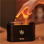 Ultrasonic Hava Nemlendirici 3D Alev Efektli Aroma Difüzör (180 Ml) | Buhar Makinesi & Aromaterapi Cihazı - Siyah