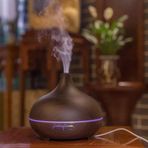 Ultrasonik Aroma Hava Nemlendirici Hava Difüzör Kokulu Uçucu Yağ Difüzör 500 ml Kumandalı Led Işıklı Koyu Kahverengi